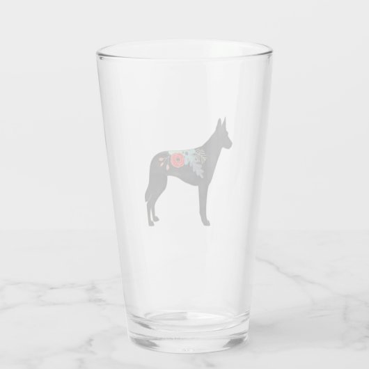 Belgisch Malinois Hondenras Bohemian Floral Saddle Glas (Achterkant)