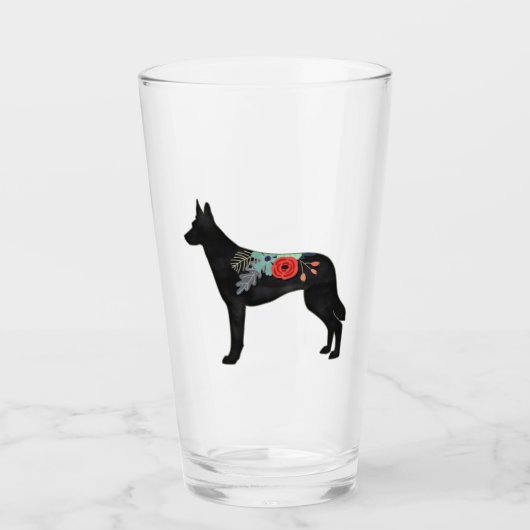 Belgisch Malinois Hondenras Bohemian Floral Saddle Glas (Voorkant)