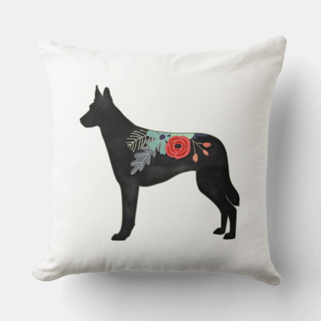 Belgisch Malinois Hondenras Bohemian Floral Saddle Kussen (Voorkant)