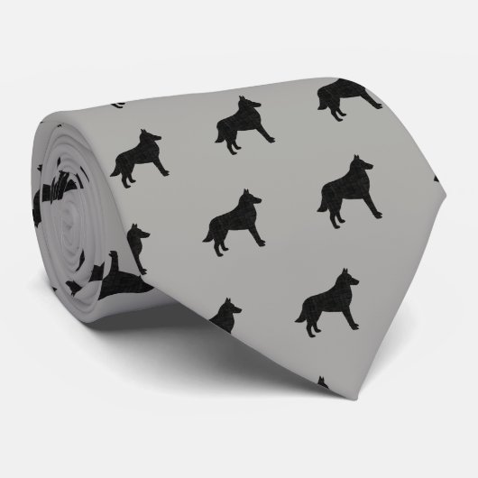 Belgisch Malinois Hondenras Silhouettes Pattern Stropdas (Opgerold)