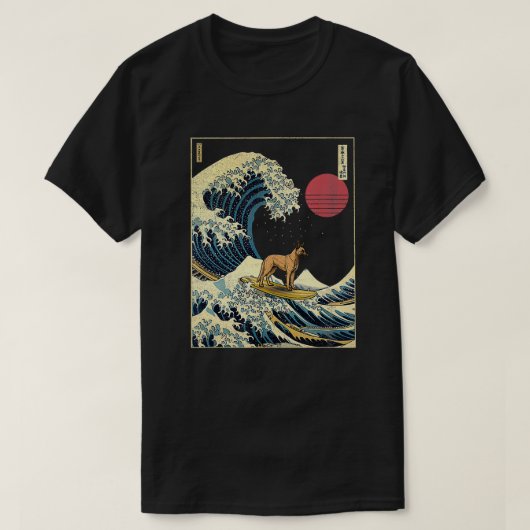 Belgisch Malinois Japans Kanagawa Wave Funny Surf T-shirt (Design voorkant)