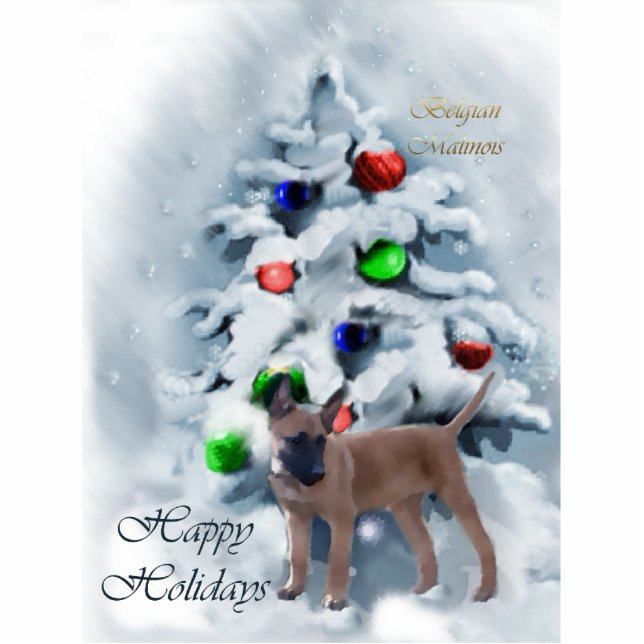 Belgisch Malinois Kerstornament Fotobeeldje Ornament (Voorkant)