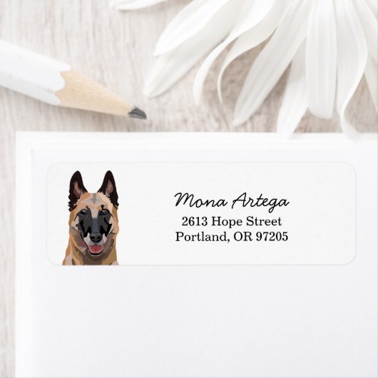 Belgisch Malinois-logo voor retouradres Etiket (Insitu)
