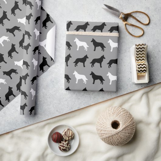 Belgisch Malinois Silhouettes Pattern Cadeaupapier (Crafts)