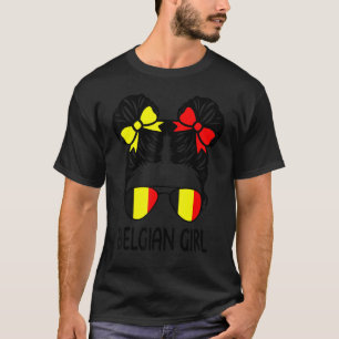 Belgisch meisje rommelig haar België trots patriot T-shirt