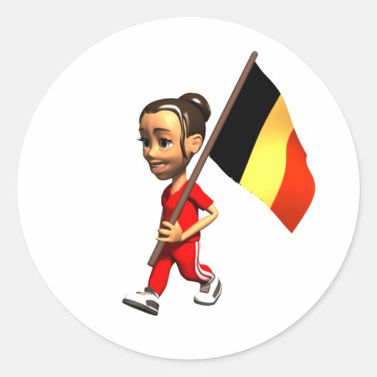 Belgisch meisje ronde sticker (Voorkant)