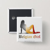 Belgisch meisje Silhouette vlag Vierkante Button 5,1 Cm (Voorkant /achterkant)