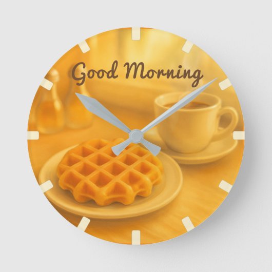 Belgisch ontbijt wafelklok – Good Morning Vibe Ronde Klok (Voorkant)
