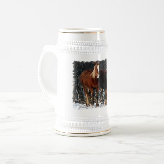 Belgisch ontwerp van paarden Beer Stein Bierpul (Voorkant links)