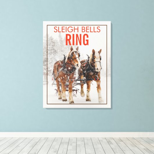Belgisch paard Sleigh Bells Ring Canvas Afdruk (Insitu (Houten vloer))