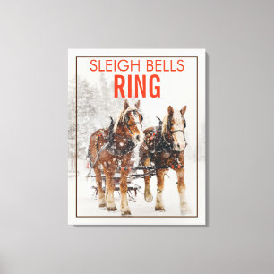 Belgisch paard Sleigh Bells Ring Canvas Afdruk