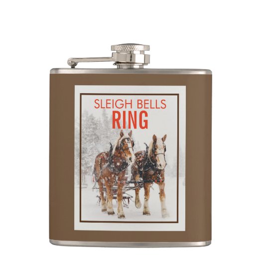 Belgisch paard Sleigh Bells Ring Heupfles (Voorkant)