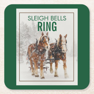 Belgisch paard Sleigh Bells Ring Kartonnen Onderzetters