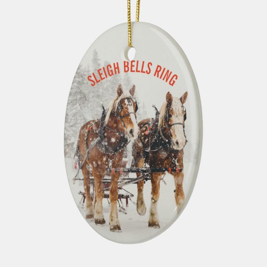 Belgisch paard Sleigh Bells Ring Keramisch Ornament (Links)