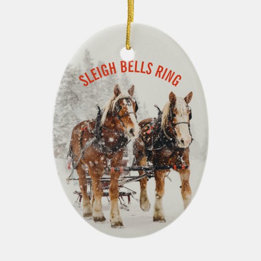 Belgisch paard Sleigh Bells Ring Keramisch Ornament (Voorkant)