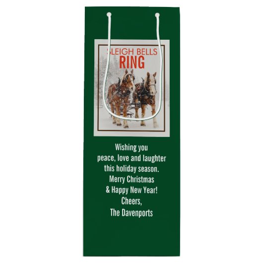 Belgisch paard Sleigh Bells Ring Wijn Cadeautas (Voorkant)