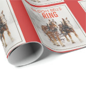 Belgisch Paard Team Sleigh Bells Ring Patroon Cadeaupapier (Rol Hoek)