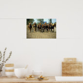 Belgisch paarden ploegen, zes-op, rood Boerderij,  Poster (Keuken)