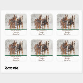 Belgisch paardenteam Wintery-kerstscene Kitchen Vierkante Sticker (Vel)