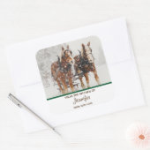 Belgisch paardenteam Wintery-kerstscene Kitchen Vierkante Sticker (Envelop)