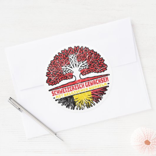 Belgisch Schweizer Schweiz Baum Wurzel Ronde Sticker (Envelop)