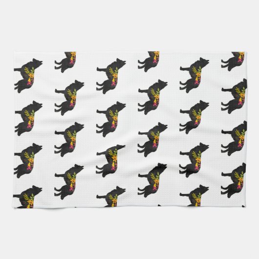 Belgisch Tervuren Hondenras Bohemian Floral Theedoek (Horizontaal)