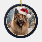 Belgisch Tervuren Santa Hat Winterbos Keramisch Ornament (Voorkant)