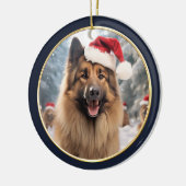 Belgisch Tervuren Santa Hat Winterbos Keramisch Ornament (Links)