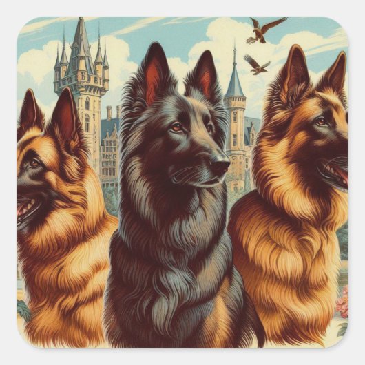 Belgisch Tervuren Schilderij Vierkante Sticker (Voorkant)