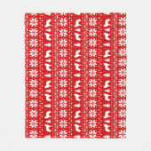 Belgisch Tervuren Silhouettes kerstpatroonrood Fleece Deken (Voorkant)