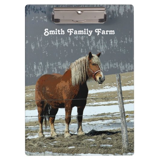 Belgisch trekpaard in paddock klembord (Voorkant)