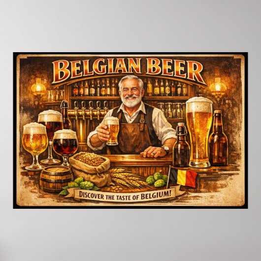 Belgische Bierkroeg Warmte Vintage Poster (Voorkant)