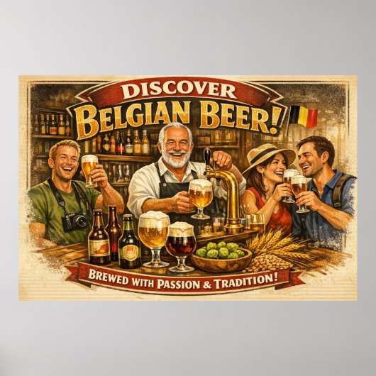 Belgische Biertraditie Herberg Scene Poster (Voorkant)
