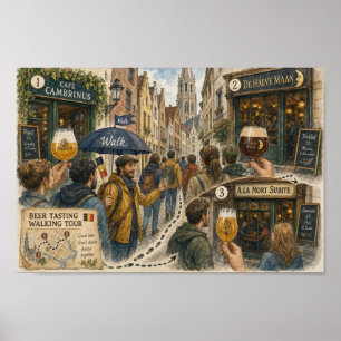 Belgische Bierwandeling door de Geschiedenis Poste Poster