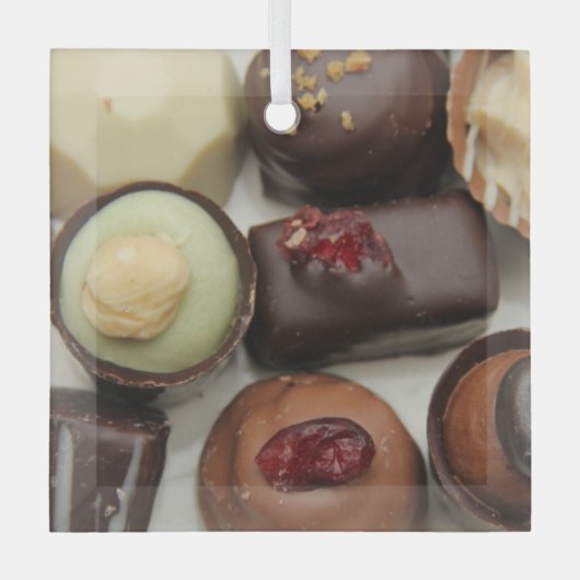 Belgische chocolade glas ornament (Voorkant)