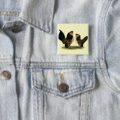 Belgische d'Anvers Bantams:  Kwartel Vierkante Button 5,1 Cm (In situ)