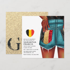 Belgische Denim Girl Afstudeerfeest Uitnodiging