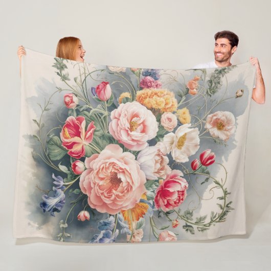 Belgische Floral Elegance Fleece Deken (In situ)