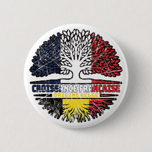 Belgische frank - bosboomvlag ronde button 5,7 cm