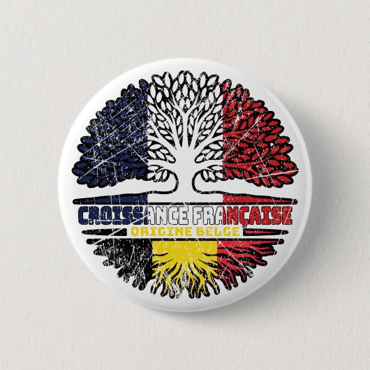 Belgische frank - bosboomvlag ronde button 5,7 cm (Voorkant)