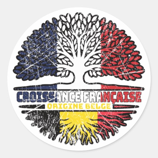 Belgische frank - bosboomvlag ronde sticker (Voorkant)