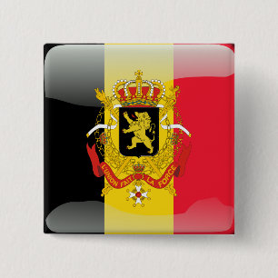 Belgische glanzende vlag vierkante button 5,1 cm