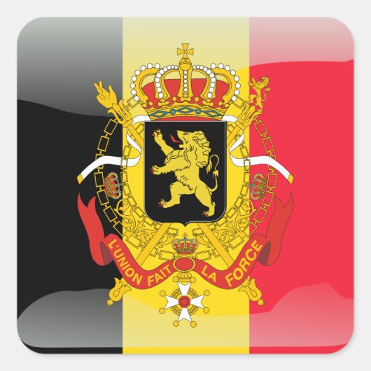 Belgische glanzende vlag vierkante sticker (Voorkant)