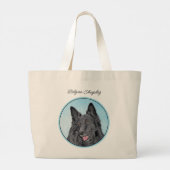 Belgische Groenendael Herdershond Zwarte Schilderh Grote Tote Bag (Achterkant)