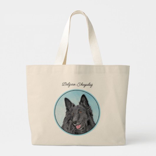 Belgische Groenendael Herdershond Zwarte Schilderh Grote Tote Bag (Achterkant)