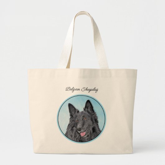 Belgische Groenendael Herdershond Zwarte Schilderh Grote Tote Bag (Voorkant)