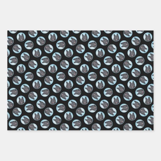 Belgische Groenendael Herdershond Zwarte Schilderh Inpakpapier Vel (Voorkant 3)