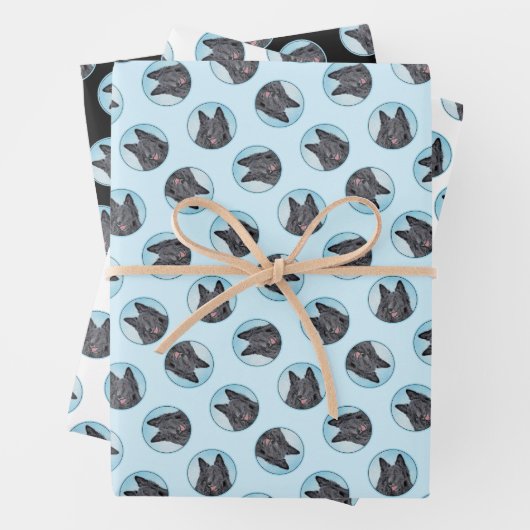 Belgische Groenendael Herdershond Zwarte Schilderh Inpakpapier Vel (In situ)