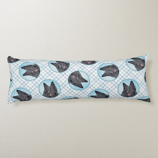 Belgische Groenendael Herdershond Zwarte Schilderh Lichaamskussen (Achterkant)