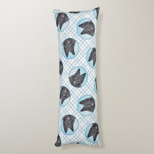 Belgische Groenendael Herdershond Zwarte Schilderh Lichaamskussen (Achterkant (Verticaal))